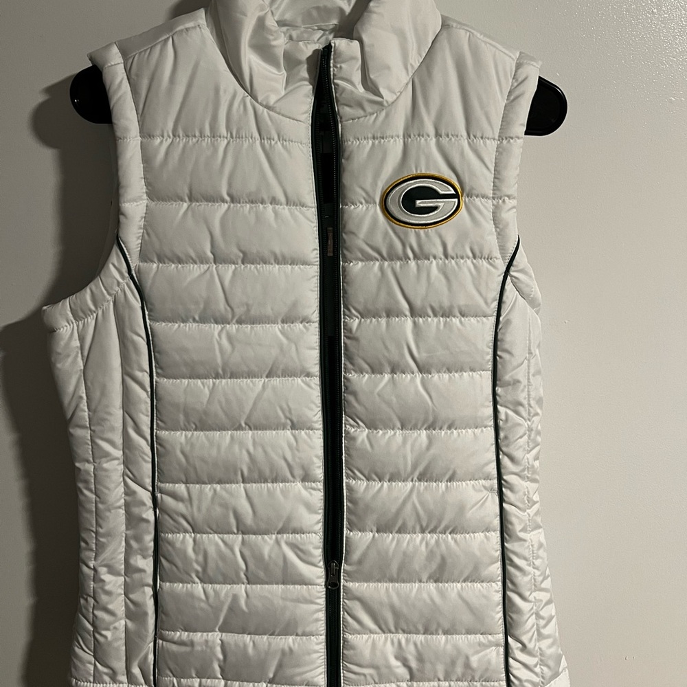 Packers White puffy Vest